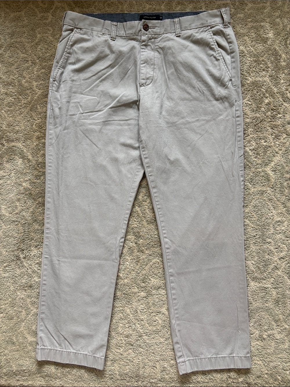 Tommy Hilfiger Men’s Grey Chino Pants Tailored Fit 38x30 Gray Cotton